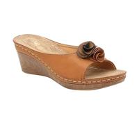 Women's Mules, Wide H Sandals, Heel Sandals, Slippers with Floral Pattern, Platform, Thick Sole, Wedge, Casual Slippers, Bathing Shoes, High Heels, Garden Shoes, Clogs, Holiday Slippers, brown, 8.5 UK
