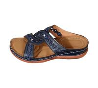 Women's Mules with Footbed Leather Orthopaedic Shoes Heel Spurs Summer Shoes Bohemian Single Strap Sandals Breathable Leisure Sandals Slingback Mules Women's Shoes Wedge Sandals, blue, 6 UK