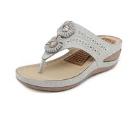 Women's Mules with Footbed, Platform Sandals, Orthopaedic Summer Shoes, Flip Flops, Comfortable Lightweight Toe Separator, Wedge Heel, Slippers, Fashion Open Shoes, Slippers for Summer Beach, gray, 9
