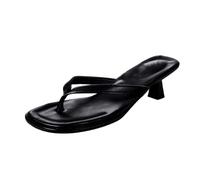 Women's Mules with Heel, High Heels, Flip Flops, Sandals, Open Toe, Casual Shoes, Comfortable, Breathable Summer Shoes for Outdoor, Holiday, Leisure & Everyday Use, A Black, 6 UK