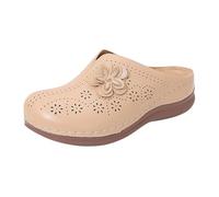 Women's Mules with Heel, Orthopaedic Slippers with Flowers, Closed Sandals, Platform Slippers, Slides, Summer, Comfortable Sandals, Hollow Out Summer Shoes, Pumps, Slippers, Rose Gold, 6 UK
