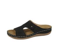 Women's Mules with Wedge Heel, Slippers, Heel Spurs, Lightweight Slippers, Comfort Casual Shoes, Indoor Slippers, Casual Outdoor Sandals with Flowers, Sliding Sandals, black, 5 UK
