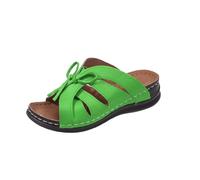 Women's Mules with Wedge Heel, Women's Slippers Summer with Bow Beach Shoes Breathable Shoes Open Toe Sliders Outdoor Slip-Ons Mules Platform Slippers Lightweight Casual Shoes, Green, 5 UK