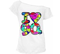 Womens Multi Face I Love 90s Print Short Sleeves T Shirt Ladies Retro Pop Star Neon Festive Tees Top Plus Size UK 8-26