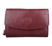Womens Multi-Functional Buffled Crumple Leather RFID Protected Money Credit Card Purse - Dark Red