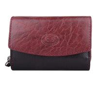 Womens Multi-Functional Buffled Crumple Leather RFID Protected Money Credit Card Purse - Dark Red/Black