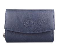 Womens Multi-Functional Buffled Crumple Leather RFID Protected Money Credit Card Purse - Navy