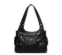 Women's Multi Pocket PU Leather Handbag With Trendy Punk Rivet Studded Styles Work Shoulder Bag For Various Occasion Trendy Student Bag