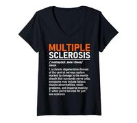 Women's Multiple Sclerosis Awareness MS Definition Warrior Support V-Neck T-Shirt