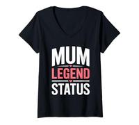 Women's Mum Legend Status Motherhood Mothers Day V-Neck T-Shirt