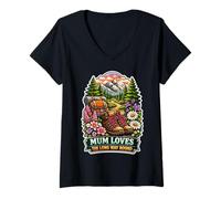 Women's Mum Loves the Long Way Round Scenic Hike V-Neck T-Shirt