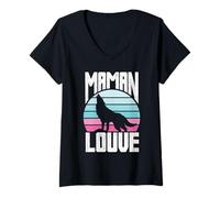 Womens Mum Wolf | Queen of the Forest | Future Mother Party Gift V-Neck T-Shirt
