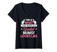 Women's Mumsy Shirt Gift: World's Greatest Mumsy V-Neck T-Shirt