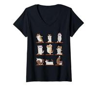 Women's Munchkin Cat Yoga V-Neck T-Shirt
