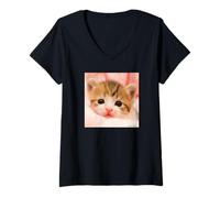 Womens munchkin kitten_001 V-Neck T-Shirt