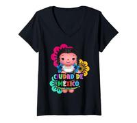 Womens Muñeca Lele Ciudad de México Traditional Mexicans Doll Cdmx V-Neck T-Shirt