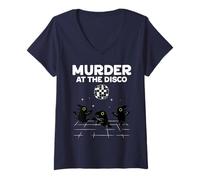 Women's Murder At Disco Funny Crows Dancing Dancefloor Raven V-Neck T-Shirt