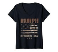Womens Murph 2022 Memorial Day Desert Camo American Flag Military V-Neck T-Shirt