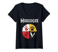 Womens Muscogee Tribe Native American Medicine Wheel V-Neck T-Shirt