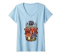 Women's Mushroom Hunter Wild Foraging Field Guide Forager V-Neck T-Shirt