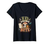 Women's Mushroom Hunter Wild Foraging Field Guide Forager V-Neck T-Shirt
