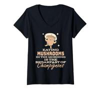 Womens Mushrooming Mushroom Truffle Pig Mushroom Hunting Autumn V-Neck T-Shirt