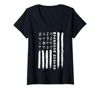 Women's Mushrooms Hunter American Flag Mushroom Collector V-Neck T-Shirt