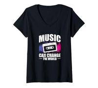 Women's Music can Change The World V-Neck T-Shirt