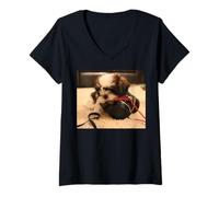 Women's Music Dog Lover - Love at First Bite V-Neck T-Shirt