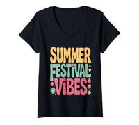 Womens Music Festival Arts Literary Groovy Vintage 1960s 1970s V-Neck T-Shirt