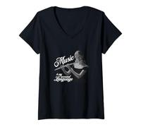 Womens Music is my second language flute V-Neck T-Shirt