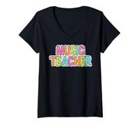 Women's Music Teacher Musicians that Love Teaching Musical Students V-Neck T-Shirt