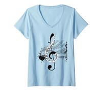 Women's Musical Sheet Music Musicians Clef Sheet Music V-Neck T-Shirt