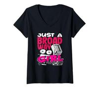 Womens Musicals Lover Just A Broadway Girl V-Neck T-Shirt