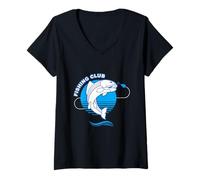 Womens Musky Fishing Fisherman V-Neck T-Shirt