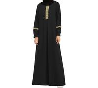 Women's Muslim Abaya Dress Elegant Casual Islamic Traditional Prayer Robe Fashion Loose Ramadan Worship Ethnic Style Robe (Black,5XL)