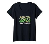 Womens MUSLIM GIRLS DO IT BETTER Shirt Men Women Funny Islam Gift V-Neck T-Shirt