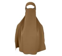 Women's Muslim Long Headscarf, Modest Clothes for Muslim Women One Piece Headscarf Instant Hijab for Prayer and Hijab Niqab Hollow Out Face Veil Khaki