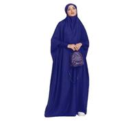 Women's Muslim One Piece Prayer Dress for Women Abaya Dress Islamic Middle East Dubai Turkey Maxi Abaya Kaftan with Hijab Dress Full Length, darkblue, One size