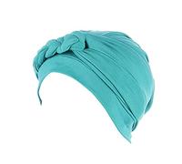 Womens Muslim Solid Stretch Wrap Pre-Tied Head Scarf Headwear Soft Beanie Hat Turban Chemo Cap for Hair Loss, Muticolor Mint Green One Size