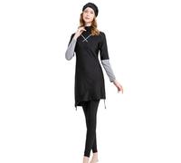 Womens' Muslim Swimwear Full Cover Long Sleeve Swimming Top Hijab Pants Burkini Modest Swimsuit Solid Color Islamic Swimming Costume Plus Size Sun Protection Beachwear