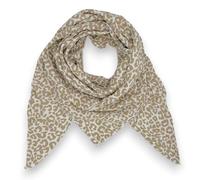 Women's Muslin Triangular Scarf - Leo Print / Leopard Print - Soft Muslin Neckerchief / Scarf Made of 100% Cotton - Made in Italy, white-brown, XL