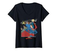 Women's My Adventures with Superman Group Pose V-Neck T-Shirt