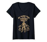 Womens My Alone Time is for Everyones Safety Cowgirl Western V-Neck T-Shirt