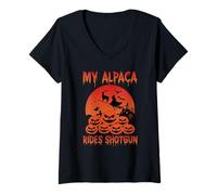 Womens My Alpaca Rides Shotgun V-Neck T-Shirt
