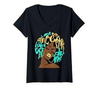 Womens My Ancestors Wildest Dream Gift Aqua Teal HistoryBlack Girl V-Neck T-Shirt