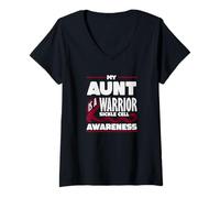 Womens My Aunt is A Warrior Sickle Cell Awareness V-Neck T-Shirt