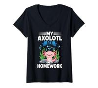 Womens My Axolotl Ate My Homework V-Neck T-Shirt