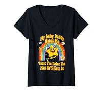 Women's My Baby Daddy Hates Me Cause I'm Twice The Man He'll Ever be V-Neck T-Shirt
