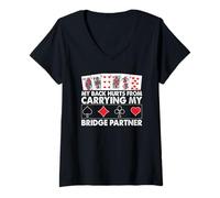 Womens My Back Hurts from Carrying My Bridge Partner V-Neck T-Shirt